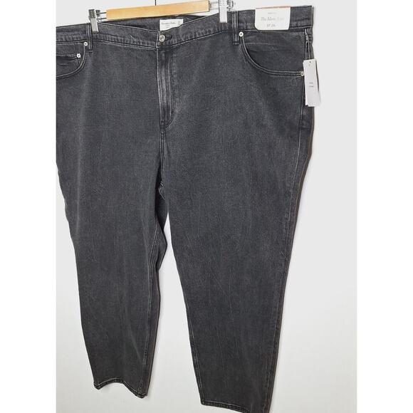 Abercrombie & Fitch The Mom Jean High Rise Denim 37 / 24 R Black Plus Size NEW - Picture 2 of 7